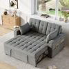 Merax 2-Sitzer Schlafsofa mit Stauraum und Verstellbarer Rückenlehne, Sofa mit Armlehnen-Staufächern und Kissen, Vielseitiges Klappsofa, Gray Bild 2
