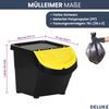 3er Set Abfallbehälter mit Deckeln - 3x26L Stapelmülleimer | Abfalleimer Küche Mülleimer 3 Fächer Müllbehälter Kücheneimer 78L, Schwarz Bild 3