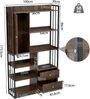 Merax Bücherregal, 6 Regal Bücherregal mit mit Türen und Schubladen Boden bis zur Decke Bücherregal, industrielle Bücherregal, Stahlregal, antik braun Bild 4