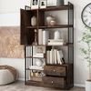 Merax Bücherregal, 6 Regal Bücherregal mit mit Türen und Schubladen Boden bis zur Decke Bücherregal, industrielle Bücherregal, Stahlregal, antik braun Bild 5