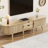 TV-Schrank 175x38x45 cm mit Schiebetüren – rustikales TV-Möbel aus MDF in Eichenholzoptik Bild 4