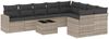 vidaXL 10-tlg. Garten-Sofagarnitur mit Kissen Hellgrau Poly Rattan 3219442 Bild 2