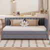 Merax Schlafsofa mit Lattenrost, Samtstoff, 209,5 x 97 x 71 cm, Grau Bild 2