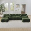 4-Sitzer Sofa 384×167×70 cm aus Samt rahmenlos modular mit 2 Ottomanen, grün Bild 3
