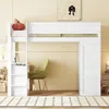 Hochbett mit Lattenrost, Rausfallschutz, Schreibtisch und Kleiderschrank, 90x200 cm, Kinderbett Bild 2