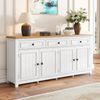 Modernes Sideboard mit 3 Schubladen & 4 Türen, Stauraum, 160x35x76 cm, Weiß Bild 3