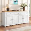 Modernes Sideboard mit 3 Schubladen & 4 Türen, Stauraum, 160x35x76 cm, Weiß Bild 3