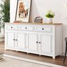 Modernes Sideboard mit 3 Schubladen & 4 Türen, Stauraum, 160x35x76 cm, Weiß Bild 2