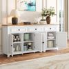 Modernes Sideboard mit 3 Schubladen & 4 Türen, Stauraum, 160x35x76 cm, Weiß Bild 5
