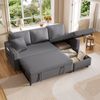 Schlafsofa mit Chaiselongue umwandelbar Bettsofa mit Stauraum Leinenstoff 3-Sitzer Sofa mit Kissen Wohnzimmer,Dunkelgrau Bild 3