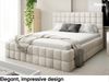 MEBLINI Polsterbett 180x200 mit Lattenrost mit Matratze – ANDREA – Creme Boucle – Doppelbett mit Bettkasten - Stauraumbett - Kopfteil Bett mit Stauraum Bild 3