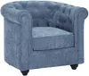 Vente-unique - CHESTERFIELD Sessel Stoff Blau - B 78 cm x H 72 cm x L 82 cm Bild 2