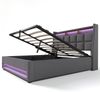 Polsterbett 140×200 cm mit Bettkasten, LED & USB, Leinenbezug, Lattenrost inklusive,Grau Bild 5