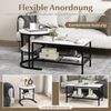 Kombinierbare Couchtische 2-teiliges Kaffeetisch-Set mit Kunstmarmorplatte Weiß und Schwarz Bild 5
