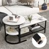 Kombinierbare Couchtische 2-teiliges Kaffeetisch-Set mit Kunstmarmorplatte Weiß und Schwarz Bild 2