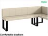 MEBLINI Eckbank für Esszimmer mit ausziehbarem Tisch - Küchenbank - Essecke - Sitzecke Küche - PETER - U-Beine 142x196x87cm Rechts - Creme Kunstleder/B Weiß Matt Bild 5
