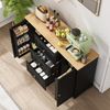 Modernes, elegantes Sideboard mit 3 Schubladen und kühlschrankähnlichen Türen, Buffetschrank für Esszimmer, Wohnzimmer und Diele (Schwarz) Bild 2
