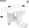 Merax Klappbarer Esstisch (120 x 75 x 75 cm), mobile Küchenarbeitsfläche, für 2-4 Personen, mit offenem Stauraum, 2 Schubladen, bremsbaren Rollen, Weiß Bild 4