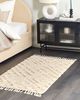 Teppich Baumwolle hellbeige 80 x 150 cm geometrisches Muster Kurzflor ARDAHAN Bild 3