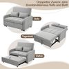 Klappsofa Schlafsofa ausziehbar Baumwoll-Leinen verstellbare Rückenlehne Gästebett Multifunktion Sofa-Bett,Grau Bild 4