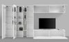 Dmora Ausgestattete Wand Arkan, 3-türiges TV-Ständer-Wohnzimmerset, Mehrzweck-Wohnzimmermöbel mit LED-Licht, 100 % Made in Italy, 340 x 30 x 180 cm, glänzendes Weiß, Bild 4