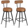 VASAGLE EKHO Kollektion - 360° drehbarer Barhocker, 2er Set, Hocker mit Rückenlehne für Bartisch, Kunstleder mit Nähten, Mid-Century-Modern-Stil, 76 cm hoch, Küche, Hausbar, karamellbraun Bild 1