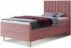 Boxspringbett Gold Mini mit Bettkasten, Bonell-Matratze und Topper - Einzelbett mit Matratzentopper, Polsterbett, Bett, Schlafzimmer, Jugendzimmer, Velours Stoff (Pink (Manila 09), 90 x 200 cm) Bild 2