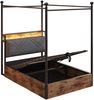 Himmelbett Metall mit Stauraum, LED & USB-Anschluss, 90x190 cm, Schwarz, ohne Matratze Bild 5