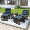 Merax Gartenlounge-Set aus Polyratten und Eisenrahmen, Loungeset mit Kissen & Glasplatte, (5-tlg, Loungeset für Terrasse, Balkon und Garten), 4-Sitzer Gartenmöbel Set mit Tisch, 2 Stühle und 2 Hocker Bild 2