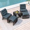 Merax Gartenlounge-Set aus Polyratten und Eisenrahmen, Loungeset mit Kissen & Glasplatte, (5-tlg, Loungeset für Terrasse, Balkon und Garten), 4-Sitzer Gartenmöbel Set mit Tisch, 2 Stühle und 2 Hocker Bild 4