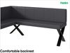 MEBLINI Eckbank für Esszimmer mit ausziehbarem Tisch - Küchenbank - Essecke - Sitzecke Küche - PETER - X-Beine 128x168x87cm Links - Grau Kunstleder/M Weiß-Schwarz Hochgl. Bild 5
