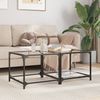 vidaXL Couchtische mit Glasplatte 2 Stk. Transparent 50x50x40 cm Stahl 845971 Bild 2