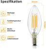 LED E14 Glühbirne Leuchtmittel: ZMH 6er pack Warmweiß Lampe kerze 4W 2700K Filament Birne Retro Edison C35 Glühlampe Vintage Light Bulb Glas Energiesparlampe - Nicht Dimmbar Bild 2