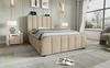 Polsterbett Leinen mit USB-Anschluss & 4 Schubladen, 90x200 cm, 215x98x102 cm, Beige, ohne Matratze Bild 3