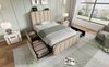 Polsterbett Leinen mit USB-Anschluss & 4 Schubladen, 90x200 cm, 215x98x102 cm, Beige, ohne Matratze Bild 4