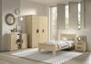SAM Artikel-Set 4-tlg. best aus, Einzelbett , Nachtkonsole, Kleiderschrank 3-trg, Kommode mit 2 Türen, Ausf. Eiche Melamin Dekor Bild 2