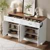 Merax Sideboard mit Regalen, Sideboard mit Rebounder, natürliche Holzmaserung, Holz und Weiß Bild 5