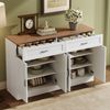 Merax Sideboard mit Regalen, Sideboard mit Rebounder, natürliche Holzmaserung, Holz und Weiß Bild 2