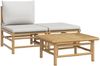 vidaXL 3-tlg. Garten-Lounge-Set mit Hellgrauen Kissen Bambus 362275 Bild 2