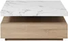 Vente-unique - KYRIA Couchtisch Holz, Platte BeigeWeiß - B 80 cm x H 36 cm x L 80 cm Bild 4