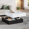 Merax Couchtisch hochglanz Sofatisch mit 360° drehbarer & anhebbarer Tischplatte (Beistelltisch, 90x90x55 cm, 1-St), Wohnzimmertisch mit 3 Schubladen, offenem Stauraum & verstecktem Fach Bild 2