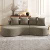 4-Sitzer Sofa B 240 x T 109 x H 60 cm aus Leinenstoff mit Becherhaltern Bild 3