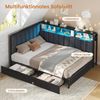KIMENICH Polsterbett Jugendbett mit LED-Beleuchtung und Ladestation, Schlafsofa, Daybett (Ohne Matratze), Tagesbett mit 2 Schubladen und offenen Regalen, 140 x 190 cm Bild 4