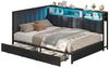 KIMENICH Polsterbett Jugendbett mit LED-Beleuchtung und Ladestation, Schlafsofa, Daybett (Ohne Matratze), Tagesbett mit 2 Schubladen und offenen Regalen, 140 x 190 cm Bild 3