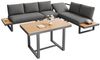 KLAM HOME Gartenlounge-Set Garten-Essgruppe Eck-Set mit 5‑stufiger Neigefunktion bis 55°, (Verzinktes Stahlrohr & Kunststoff-Holz Tischplatte, grau+schwarz), Wetterfestes Lounge‑Set für Garten & Terrasse Bild 2