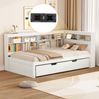 Multifunktionales Schlafsofa Weiß 90x200 Mit Ausziehbett USB Ladesteckdose Stauraum Massivkiefer 120kg Tragkraft Gästebett Jugendzimmer Kompakt Bild 3