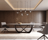 Esstisch Edge 200-300x100 cm Keramik Minas Melange Weiß-Beige Infinity Metall Schwarz ausziehbar Bild 2