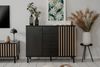 Sideboard >Monza< 2 Türen, 4 Schubladen, 2 Böden, 3D-Lamellen-Optik, schwarz / Dekor Artisan Eiche - 118x90x40cm (BxHxT) Bild 2