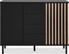 Sideboard >Monza< 2 Türen, 4 Schubladen, 2 Böden, 3D-Lamellen-Optik, schwarz / Dekor Artisan Eiche - 118x90x40cm (BxHxT) Bild 4