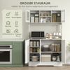 Küchenschrank, Skandinavisches Design, 4 Schränke, verstellbare Regale, Glastüren, offene Fläche, Spanplatte, MDF, Weiß Bild 4